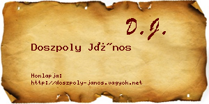 Doszpoly János névjegykártya